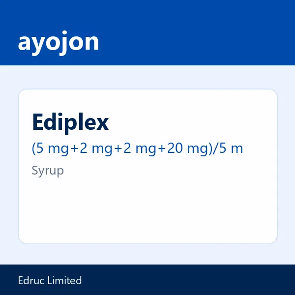 Ediplex (5 mg+2 mg+2 mg+20 mg)/5 ml Syrup