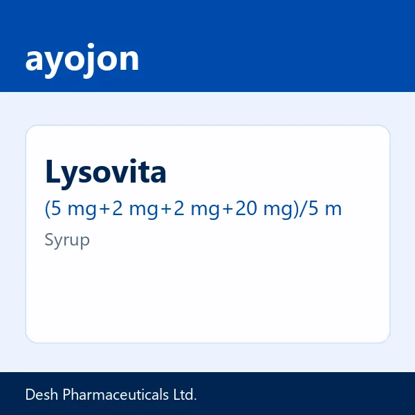 Lysovita (5 mg+2 mg+2 mg+20 mg)/5 ml Syrup