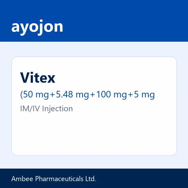 Vitex (50 mg+5.48 mg+100 mg+5 mg+10 mg)/2 ml IM/IV Injection