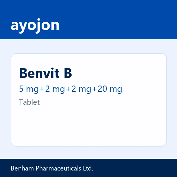 Benvit B 5 mg+2 mg+2 mg+20 mg Tablet