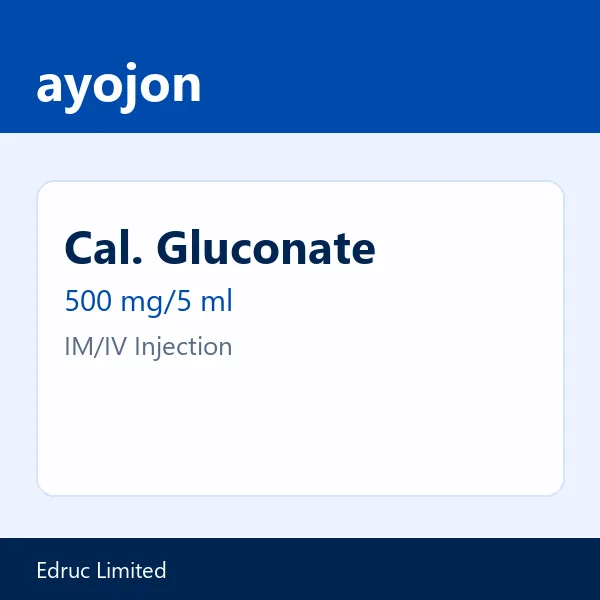 Cal. Gluconate 500 mg/5 ml IM/IV Injection