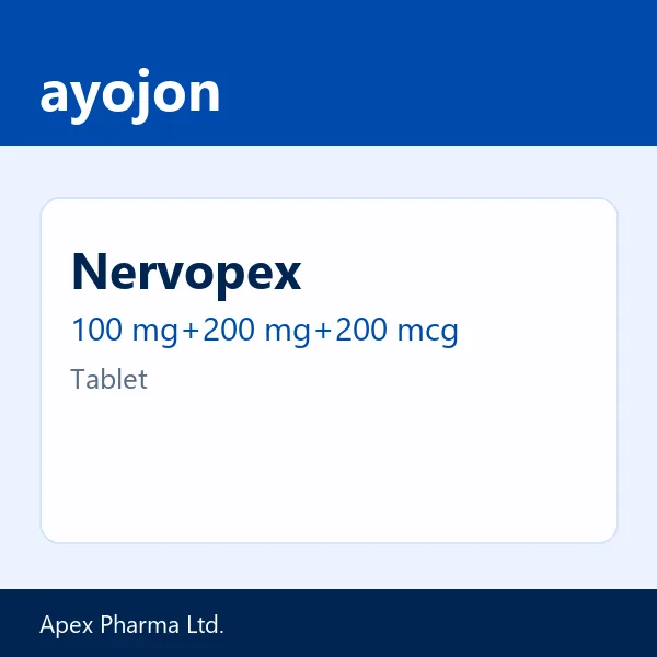 Nervopex 100 mg+200 mg+200 mcg Tablet