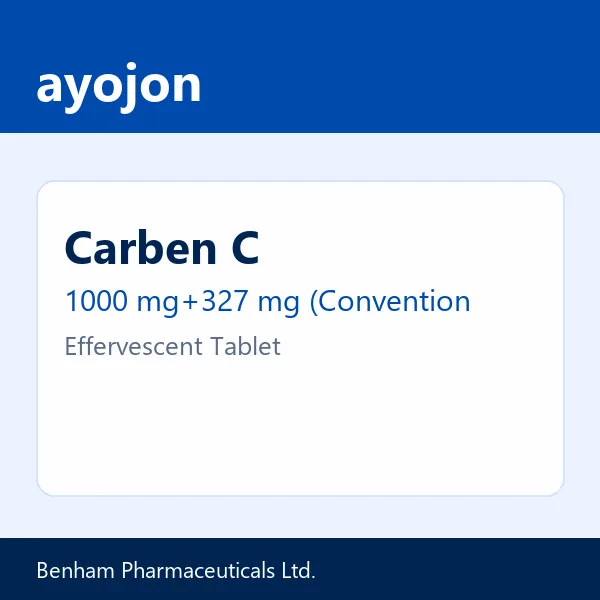 Carben C 1000 mg+327 mg (Conventional calcium)+500 mg Effervescent Tablet