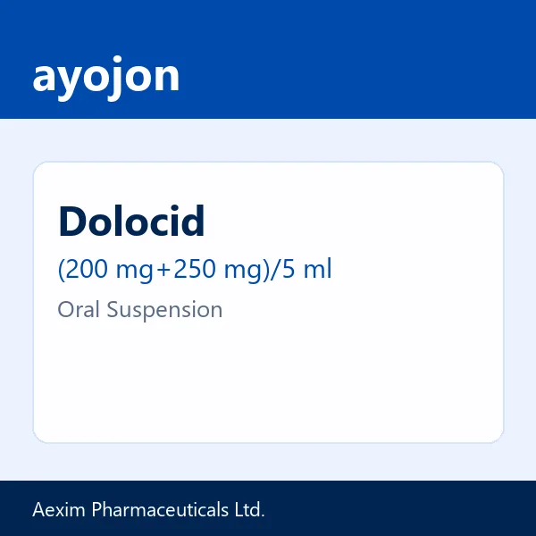 Dolocid (200 mg+250 mg)/5 ml Oral Suspension