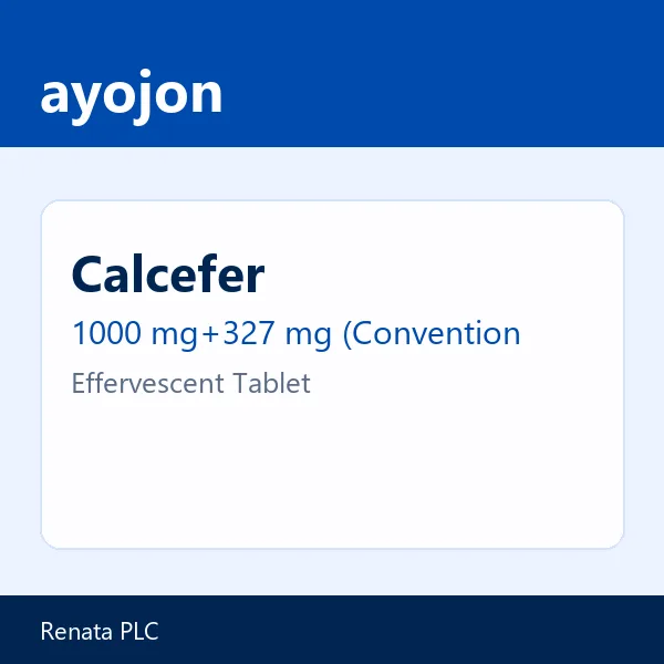 Calcefer 1000 mg+327 mg (Conventional calcium)+500 mg Effervescent Tablet