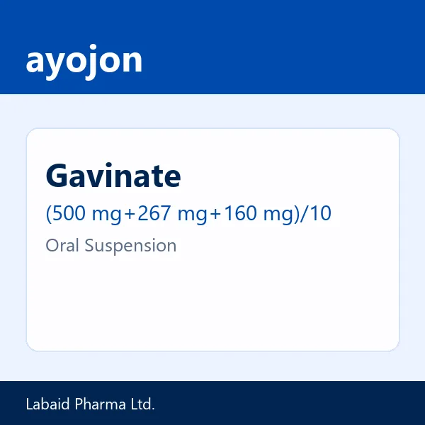 Gavinate (500 mg+267 mg+160 mg)/10 ml Oral Suspension