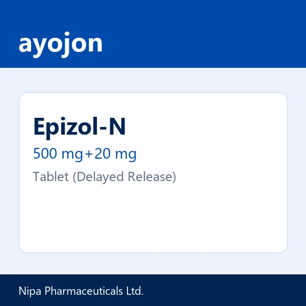 Epizol-N 500 mg+20 mg Tablet (Delayed Release)