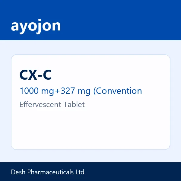 CX-C 1000 mg+327 mg (Conventional calcium)+500 mg Effervescent Tablet