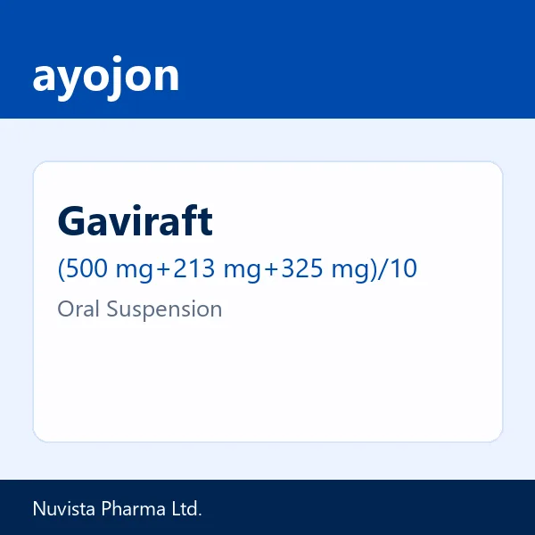 Gaviraft (500 mg+213 mg+325 mg)/10 ml Oral Suspension