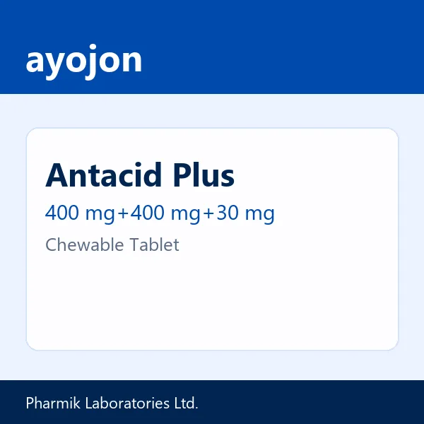 Antacid Plus 400 mg+400 mg+30 mg Chewable Tablet