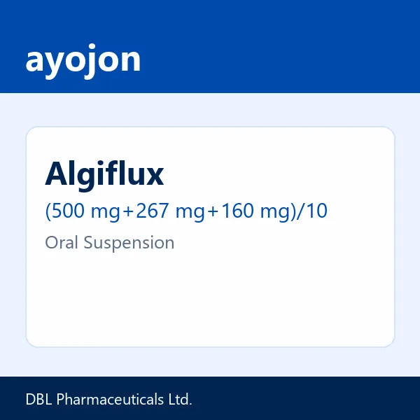 Algiflux (500 mg+267 mg+160 mg)/10 ml Oral Suspension