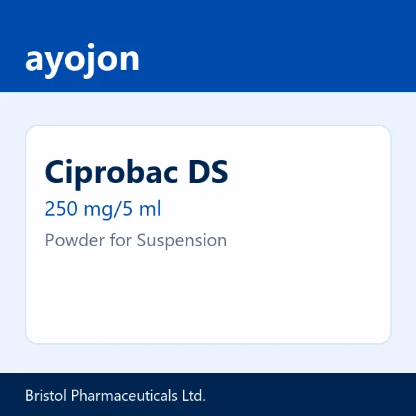 Ciprobac DS 250 mg/5 ml Powder for Suspension